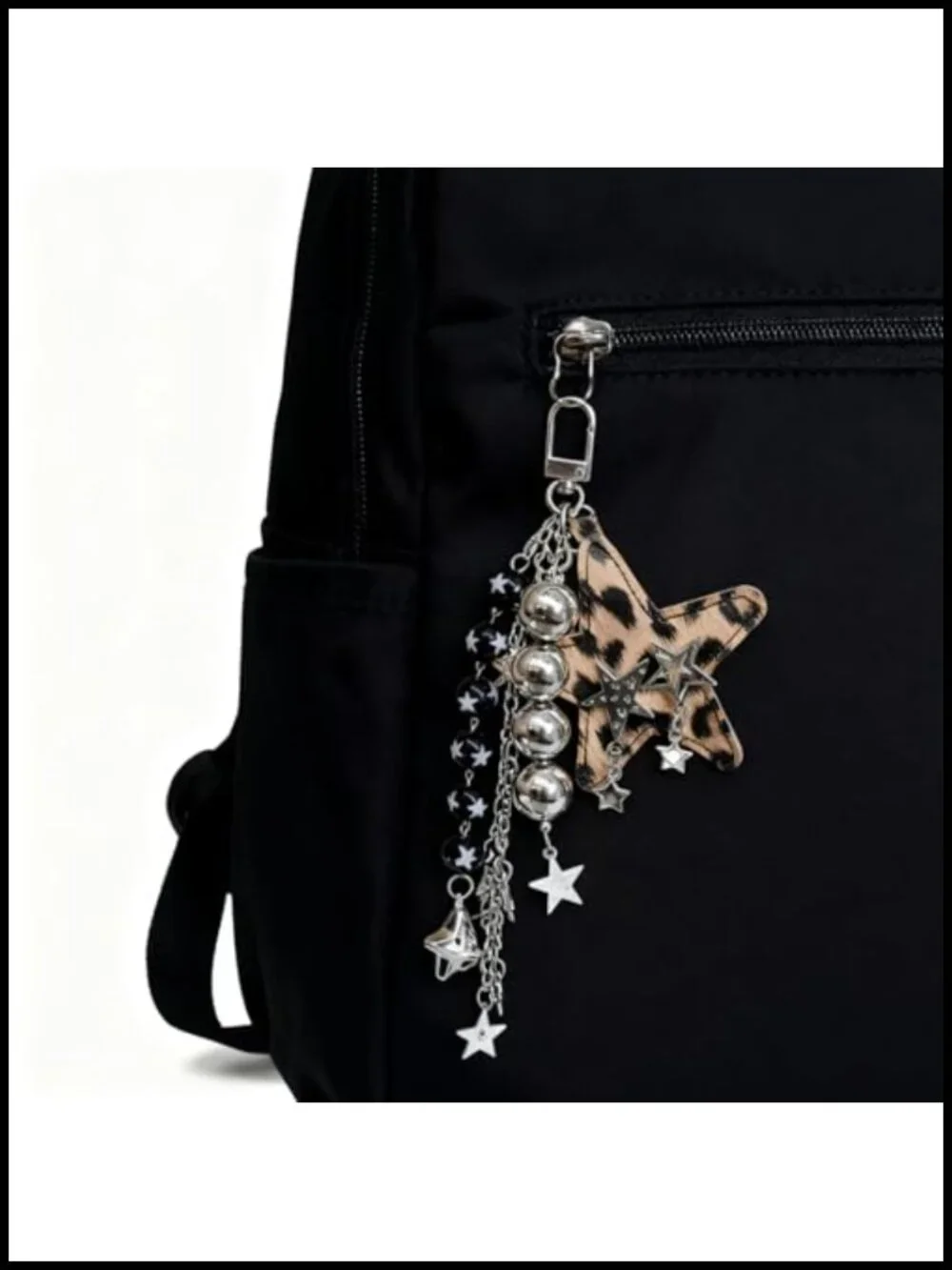 Leopard Print Keychain Charm Bag Accessory Y2K Star Pendant